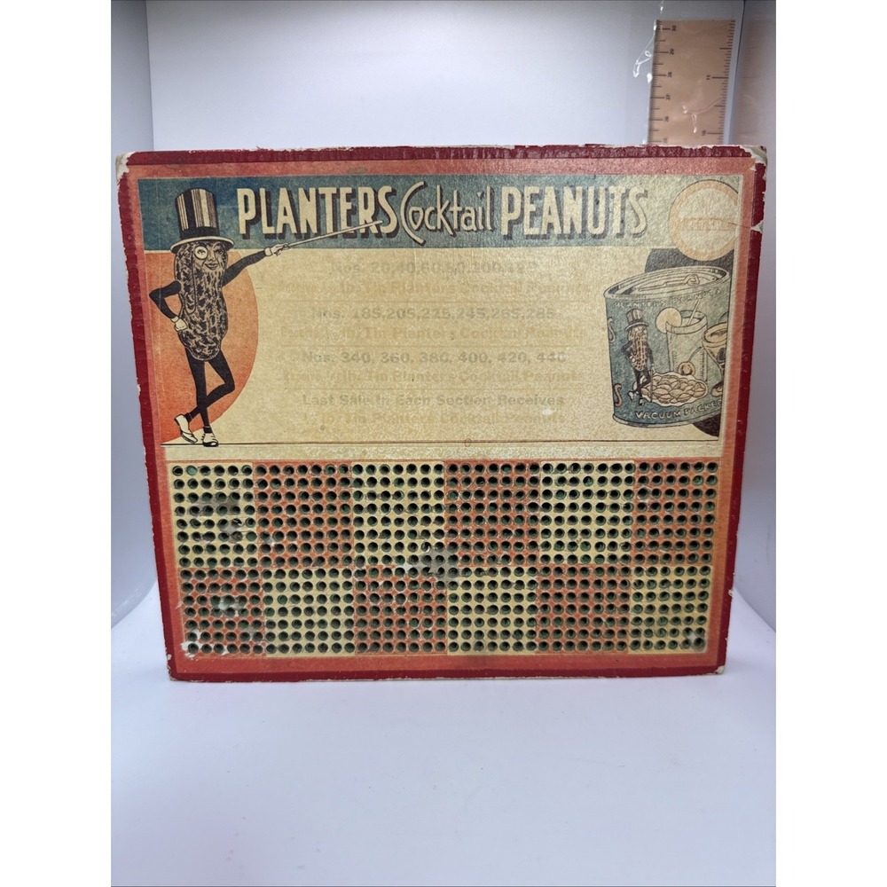 Planters Mr. Peanut Punch Board Cocktail Peanuts - 8.5 Inches Wide 6.25 Tall Vtg